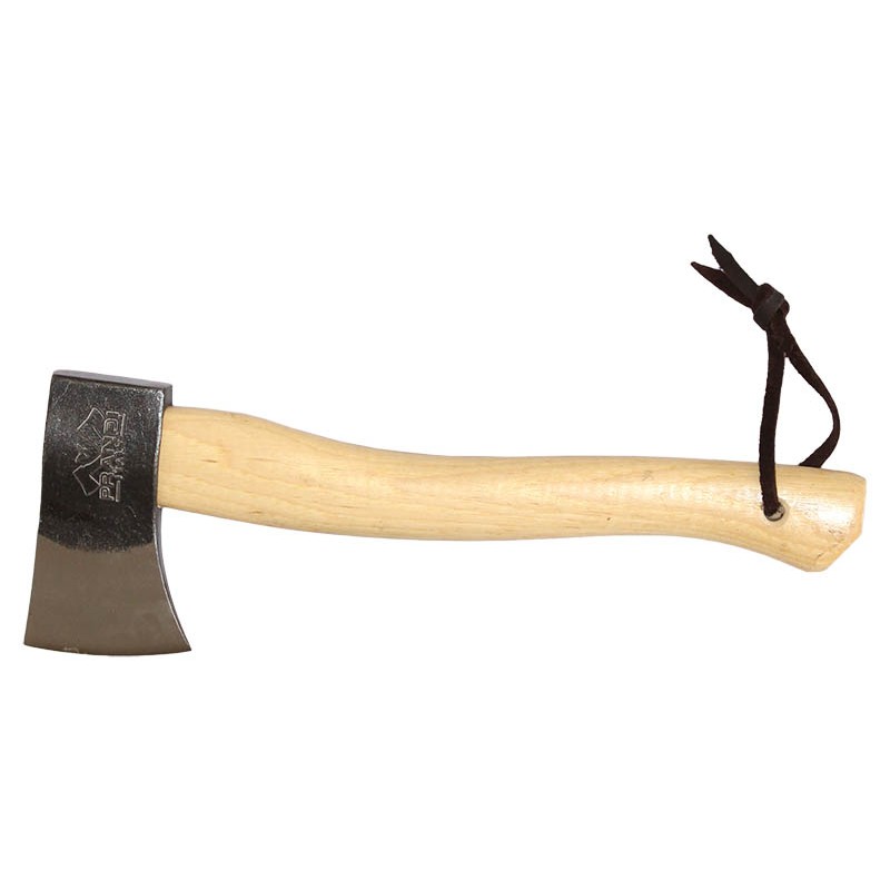HACHETTE TYPE YANKEE - MANCHE FRENE VERNIS - LG : 800MM - DRAGONNE CUIR - TETE BRUT DE FORGE