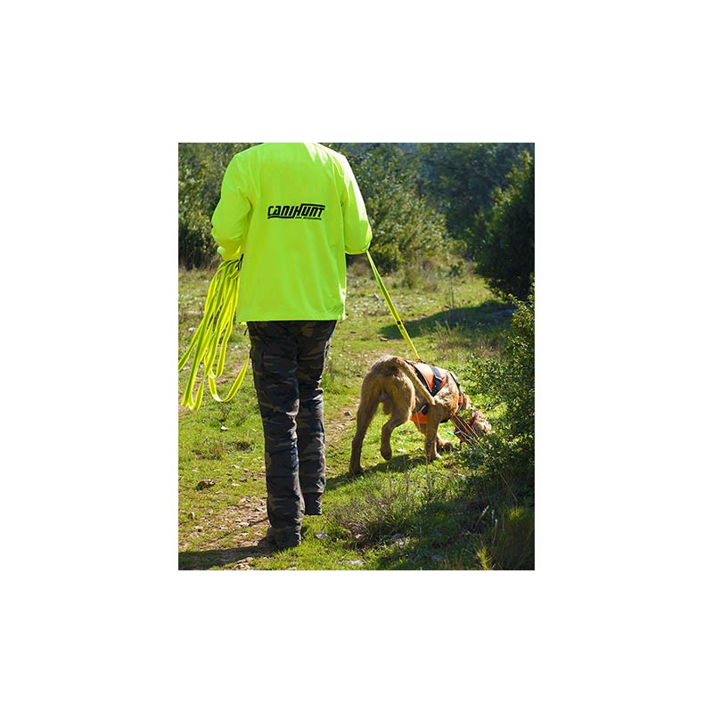 LONGE CONFORT PLATE ANTI-DERAPANTE AVEC ELASTIQUE 5 METRES - CANIHUNT- JAUNE 02