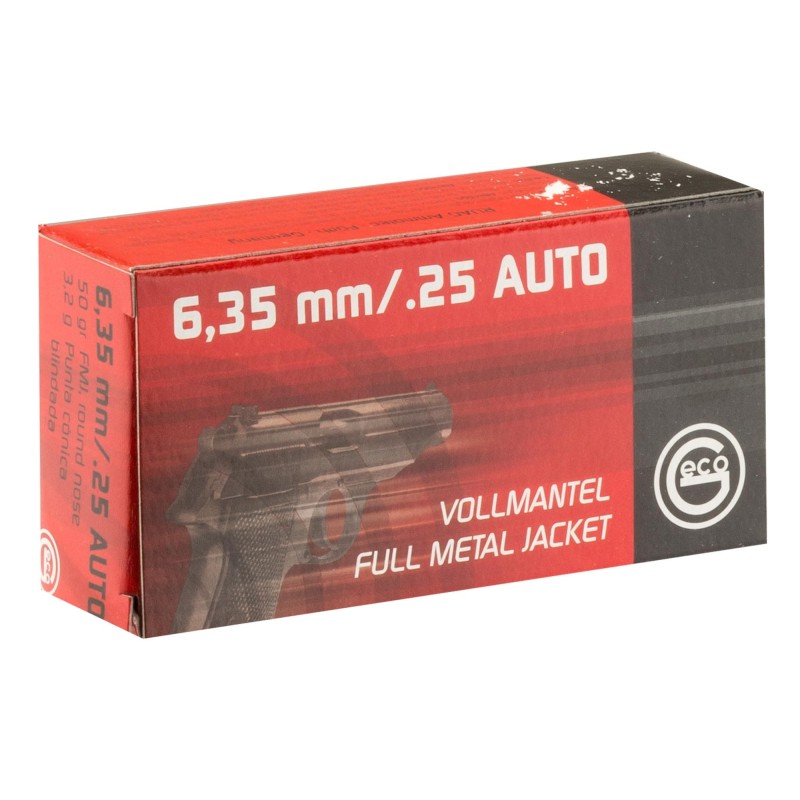 cartouches geco cal. 25 acp-6.35mm - 50 gr fmj